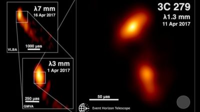 Event Horizon Telescope (EHT), que captó la primera imagen de un agujero negro, revela estructuras inesperadas en el cuásar 3C279