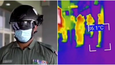 La policía de Dubái tiene cascos que miden la temperatura de la gente