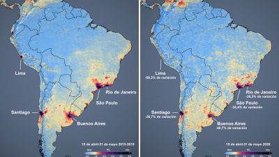 La NASA observa reducciones en los niveles de dióxido de nitrógeno en América del Sur