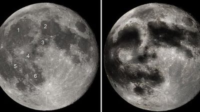 La cara de la Luna, entre Júpiter y Saturno
