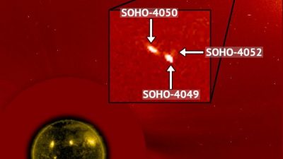 Un satélite de la NASA capta un triple cometa volando por delante del Sol