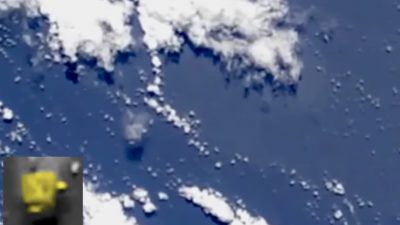 Unas extrañas imágenes de la ISS muestran un OVNI con forma de cubo «saliendo del océano