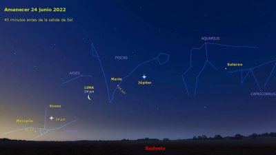 Un 24 de junio con cinco planetas y la Luna al amanecer